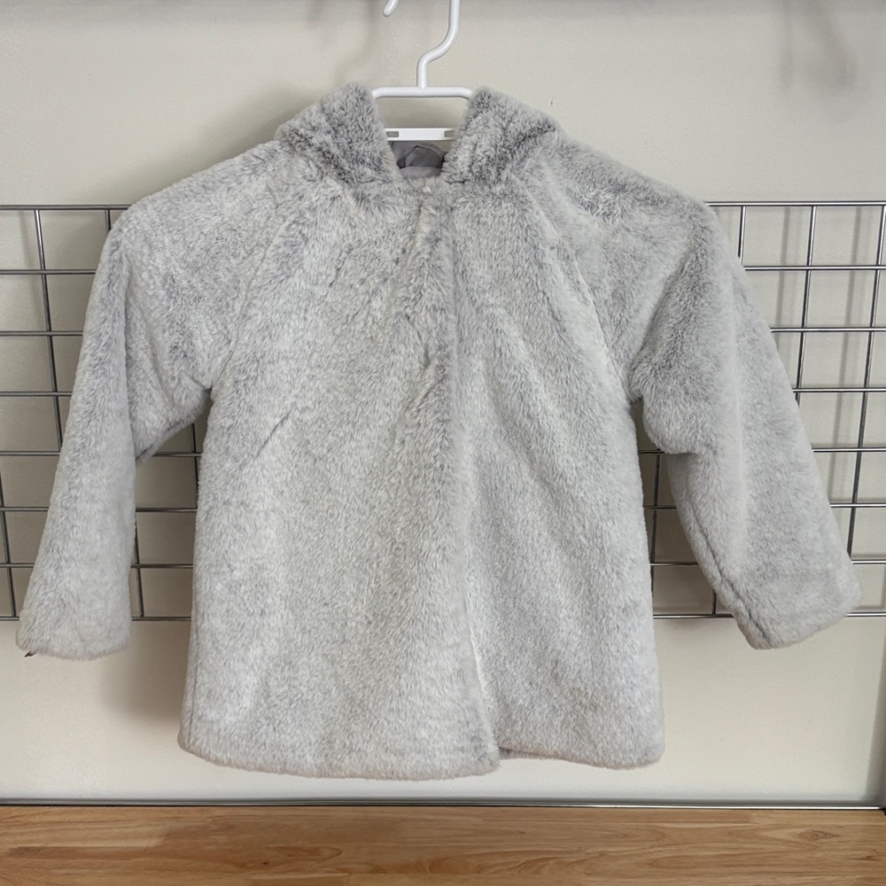 Kids Plush Fur Coat - White